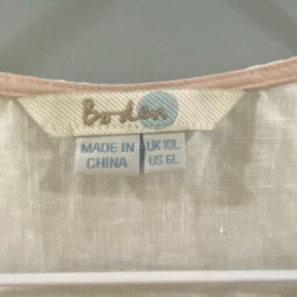 Boden White 100% Linen Lace Up Front Dress Size 6L - Picture 5 of 8